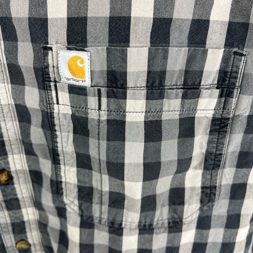 Carhartt Button Front Checkered Black and Gray Shirt Men’s XL - Picture 3 of 6